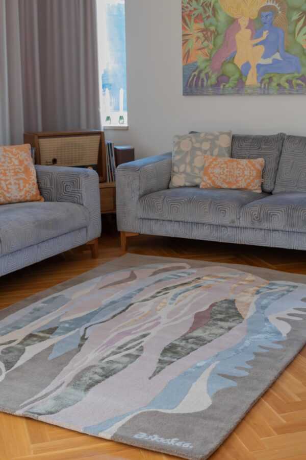 IN STOCK: ARRAK "MERMAID" (1966) IN BEIGE-GREY-LIGHT GREEN HUES RUG - Image 2