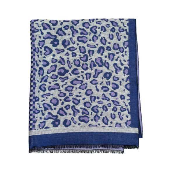 LEOPARD BLUE-VIOLET UNISEX MUFFLER - Image 3