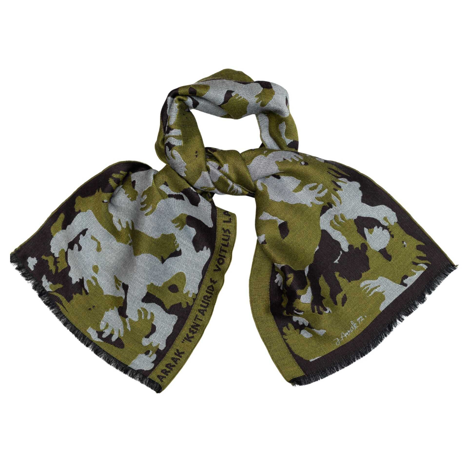 ARRAK "FIGHT OF CENTAURS" (1972) N MILITARY COLOURS WOOL MUFFLER