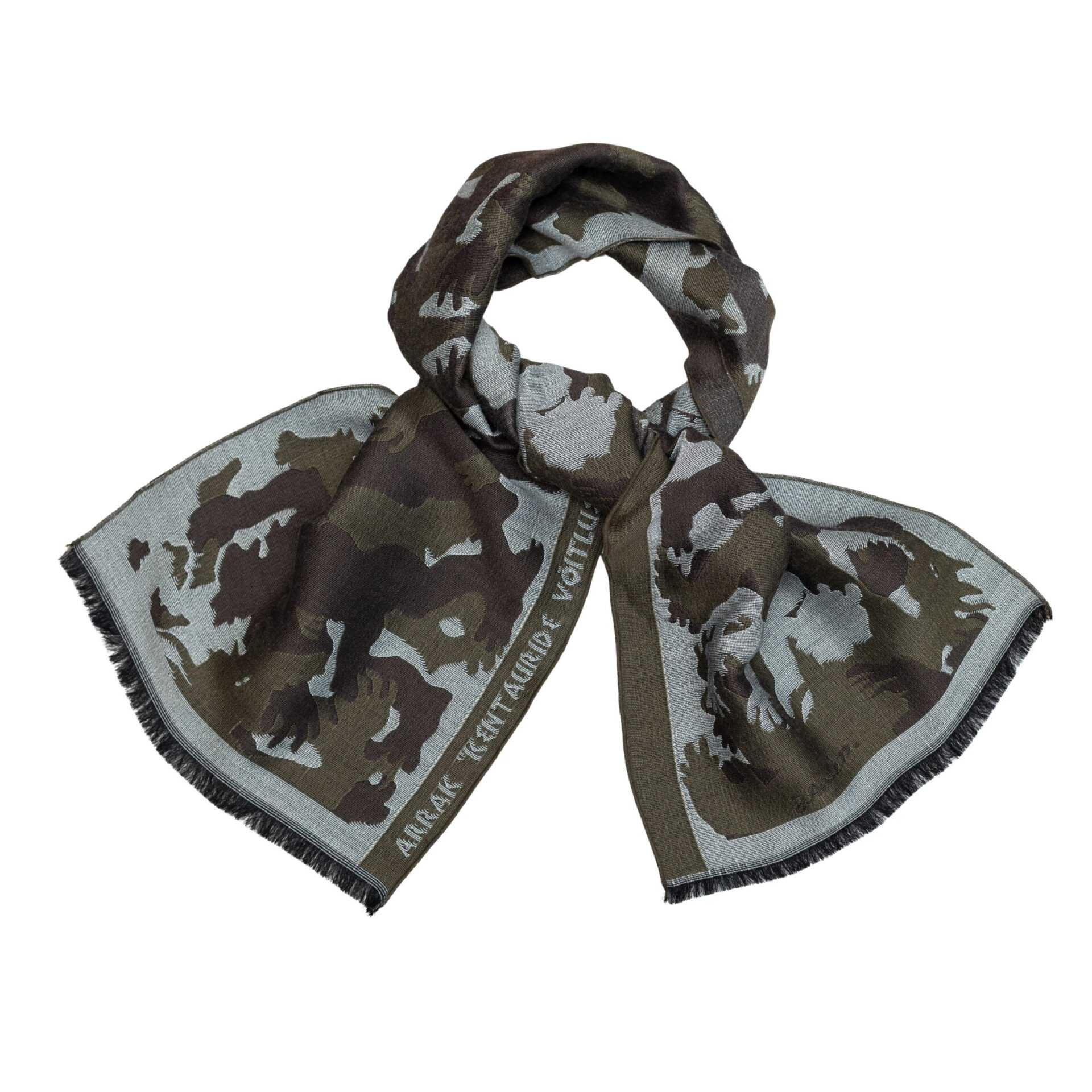 ARRAK "FIGHT OF CENTAURS" (1972) N BROWN-GREY WOOL MUFFLER