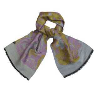 ARRAK "BIRDS" IN YELLOW-PINK (1967) WOOL MUFFLER