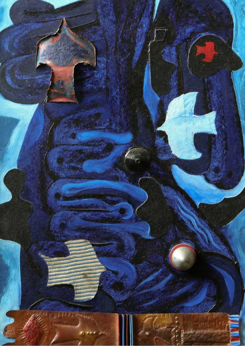 ARRAK "BIRDS" IN BLUE(1967) WOOL MUFFLER - Image 5