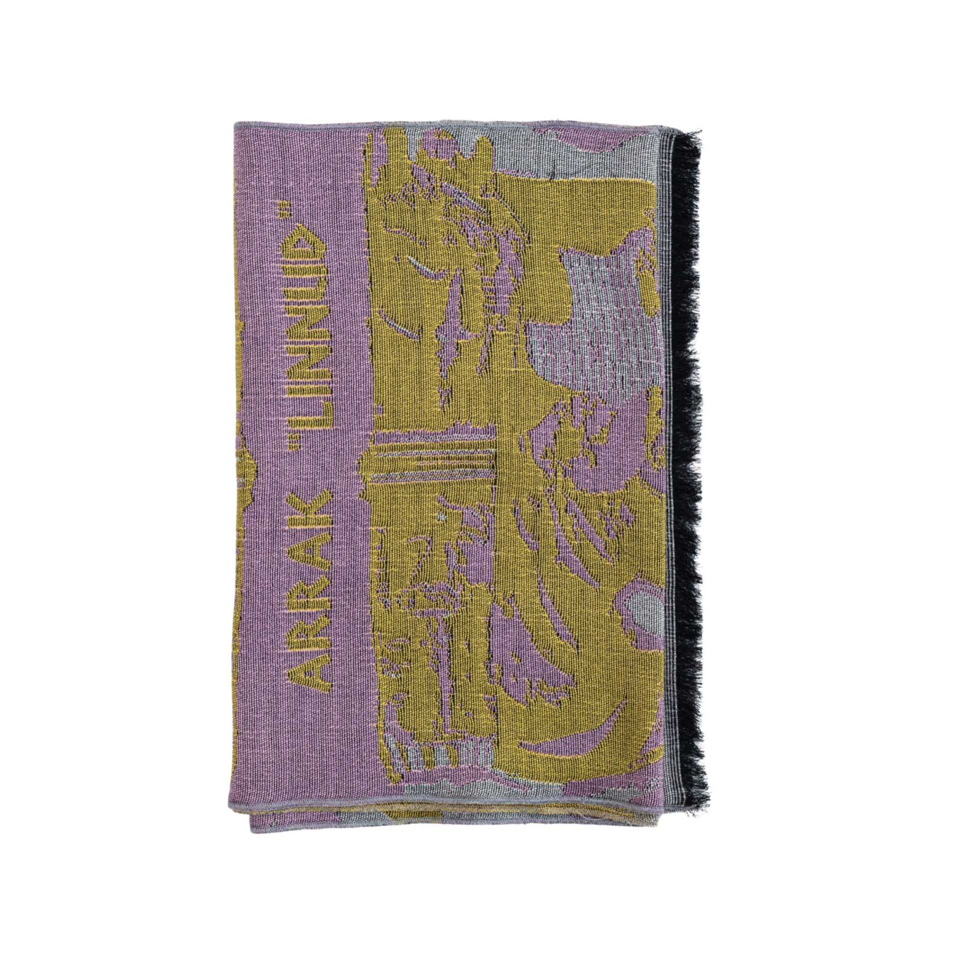 ARRAK "BIRDS" IN YELLOW-PINK (1967) WOOL MUFFLER - Image 2